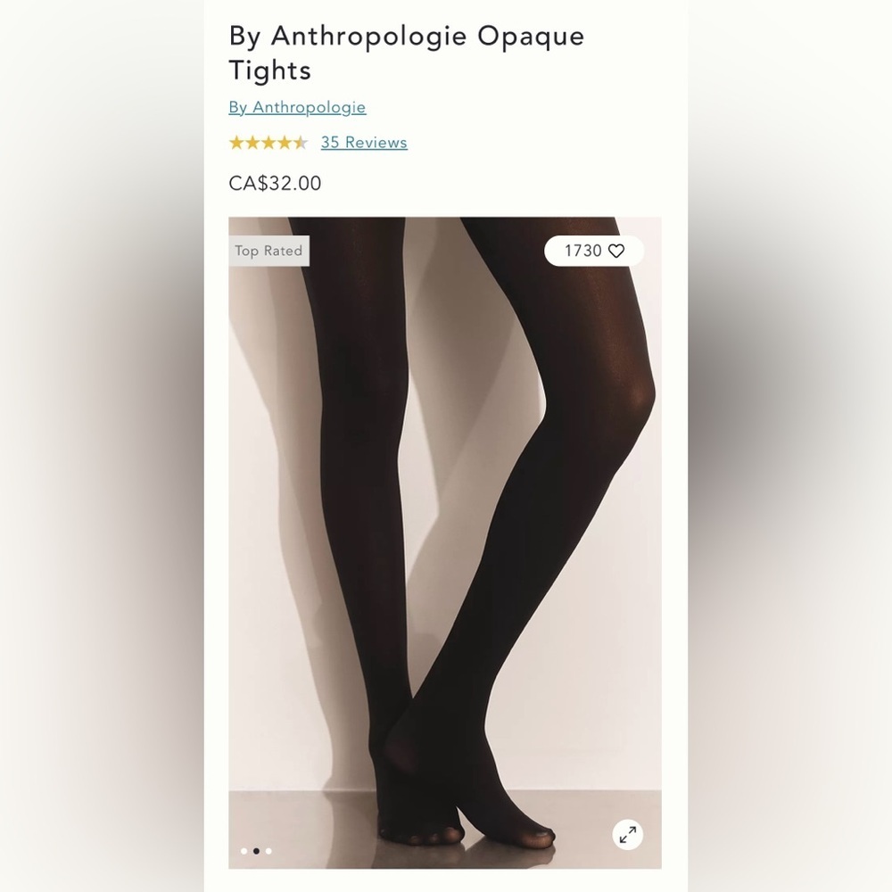 NWT Size L/XL - By Anthropologie Opaque Tights (Current price NWT US$ 28)